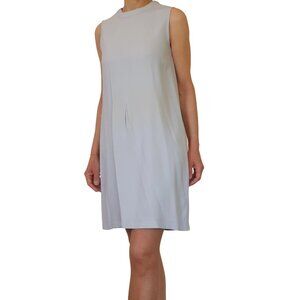 'S Max Mara High Neck Minimal Pleat Shift Dress Sz 4 Pale Blue
